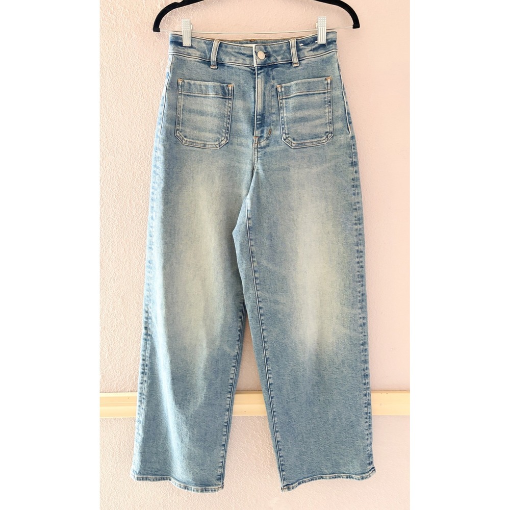 Madewell Curvy Emmett Wide Leg Jeans Patch Pocket Edition Light Wash Denim Sz 26 - Picture 2 of 4